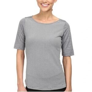 Prana Kaylin‎ Gray Recycled Polyester Striped Active Hiking Top Size Large